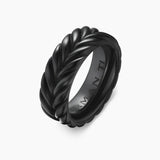 CHEVRON BAND RING Black Titanium, 9mm