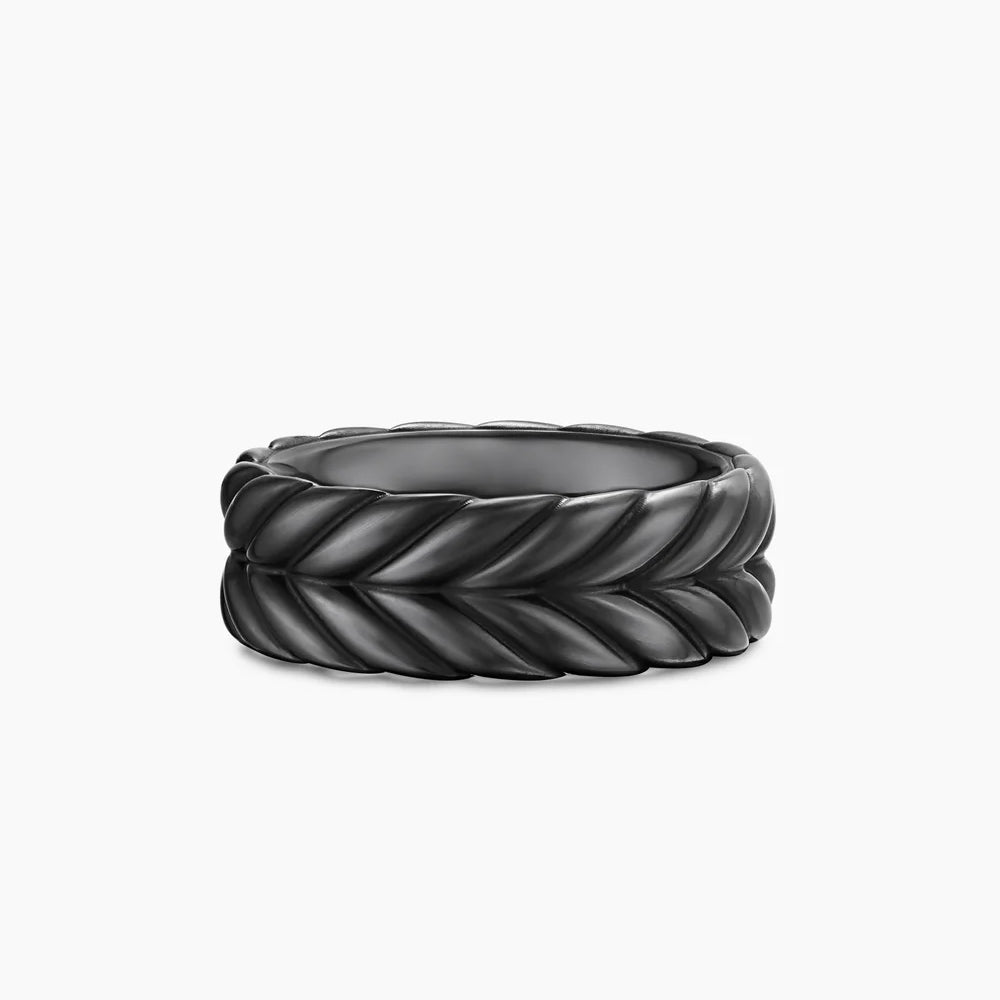 CHEVRON BAND RING Black Titanium, 9mm