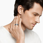 Cable Inset Band Ring in Sterling Silver, 8mm