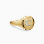 DY INITIAL PINKY RING 18K Yellow Gold with Diamond C, 9.8mm