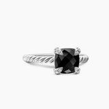 CHATELAINE® RING Sterling Silver with Black Onyx and Diamonds, 8mm