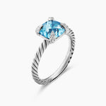CHATELAINE® RING Sterling Silver with Blue Topaz and Diamonds, 8mm