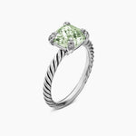 Chatelaine® Ring Sterling Silver with Prasiolite and Diamonds, 8mm