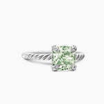 Chatelaine® Ring Sterling Silver with Prasiolite and Diamonds, 8mm