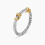 PETITE HELENA WRAP BAND RING Sterling Silver with 18K Yellow Gold and Diamonds, 4mm