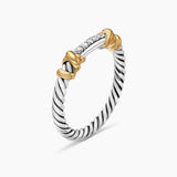 PETITE HELENA WRAP BAND RING Sterling Silver with 18K Yellow Gold and Diamonds, 4mm