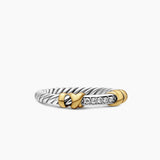 PETITE HELENA WRAP BAND RING Sterling Silver with 18K Yellow Gold and Diamonds, 4mm