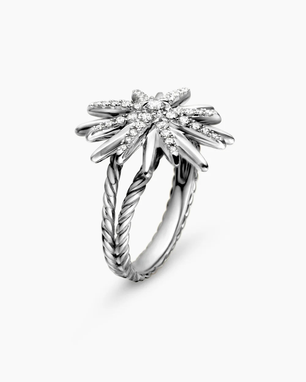 STARBURST RING Sterling Silver with Diamonds, 19mm