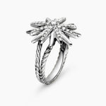 STARBURST RING Sterling Silver with Diamonds, 19mm