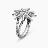 STARBURST RING Sterling Silver with Diamonds, 19mm