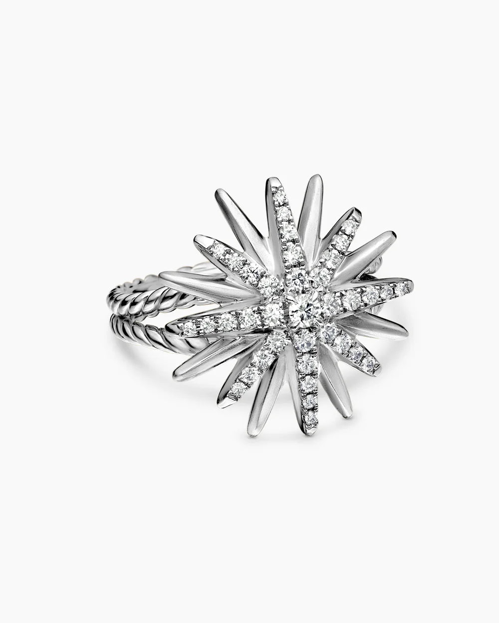 STARBURST RING Sterling Silver with Diamonds, 19mm