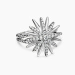 STARBURST RING Sterling Silver with Diamonds, 19mm