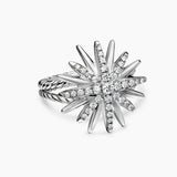 STARBURST RING Sterling Silver with Diamonds, 19mm