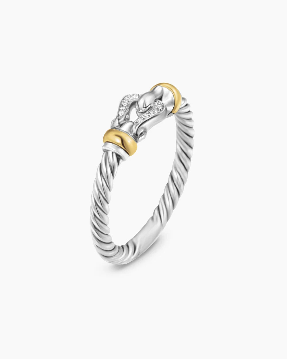 PETITE BUCKLE RING Sterling Silver with 18K Yellow Gold and Diamonds, 2mm