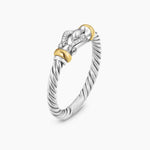 PETITE BUCKLE RING Sterling Silver with 18K Yellow Gold and Diamonds, 2mm
