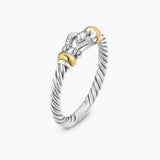 PETITE BUCKLE RING Sterling Silver with 18K Yellow Gold and Diamonds, 2mm