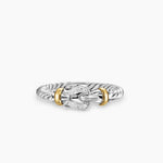 PETITE BUCKLE RING Sterling Silver with 18K Yellow Gold and Diamonds, 2mm