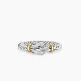 PETITE BUCKLE RING Sterling Silver with 18K Yellow Gold and Diamonds, 2mm