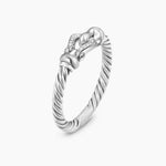 PETITE BUCKLE RING Sterling Silver with Diamonds, 2mm