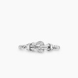 Petite Buckle Ring in Sterling Silver and Diamonds, 2mm