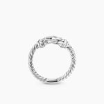 Petite Buckle Ring in Sterling Silver and Diamonds, 2mm