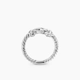 Petite Buckle Ring in Sterling Silver and Diamonds, 2mm
