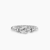 PETITE BUCKLE RING Sterling Silver with Diamonds, 2mm
