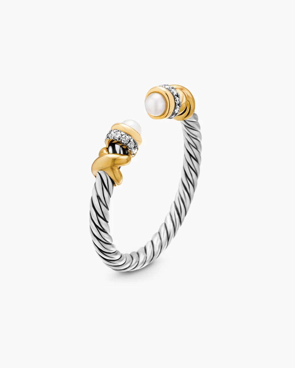 PETITE HELENA RING Sterling Silver with 18K Yellow Gold, Pearls and Diamonds, 2.5mm