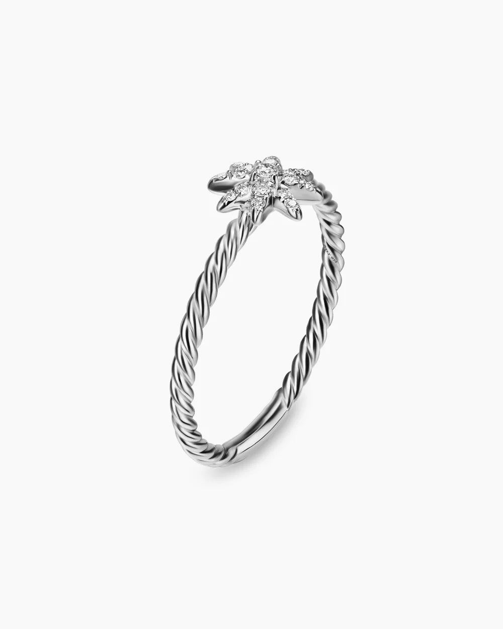PETITE STARBURST RING Sterling Silver with Diamonds, 7.5mm