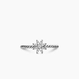 PETITE STARBURST RING Sterling Silver with Diamonds, 7.5mm