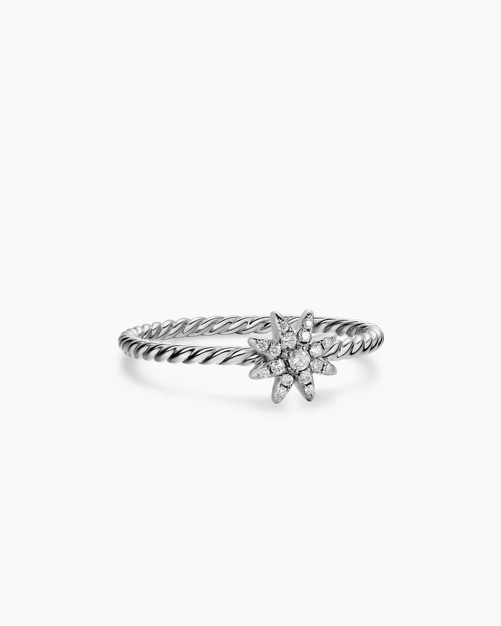 PETITE STARBURST RING Sterling Silver with Diamonds, 7.5mm