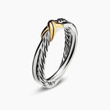PETITE X RING Sterling Silver with 18K Yellow Gold, 4mm