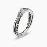PETITE X RING Sterling Silver with Diamonds, 4mm