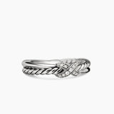 PETITE X RING Sterling Silver with Diamonds, 4mm