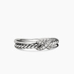 PETITE X RING Sterling Silver with Diamonds, 4mm