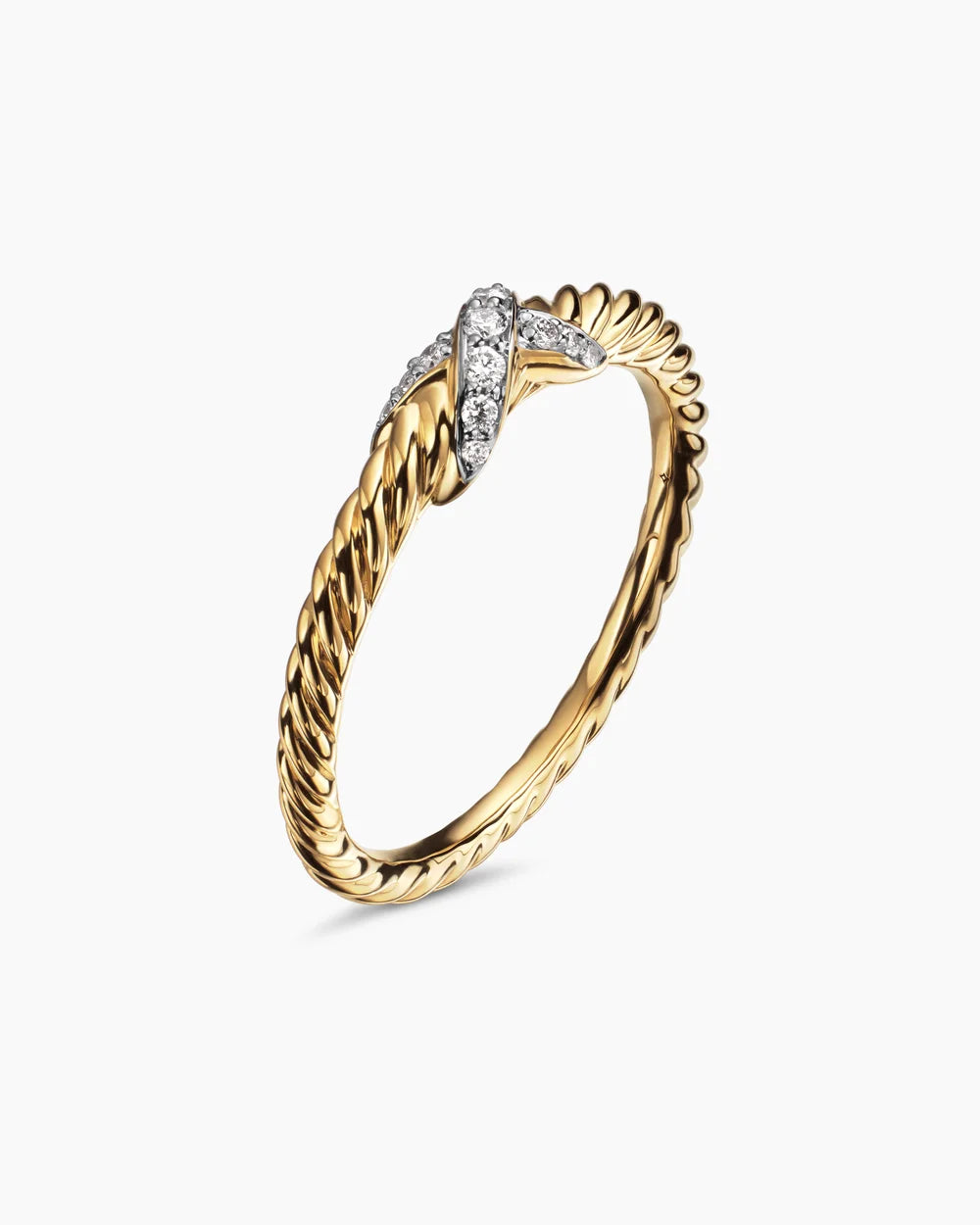 PETITE X RING 18K Yellow Gold with Diamonds, 1.7mm