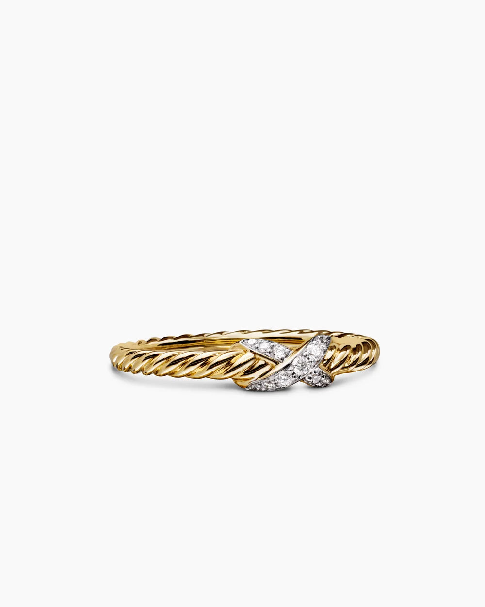 PETITE X RING 18K Yellow Gold with Diamonds, 1.7mm