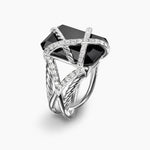 CABLE WRAP RING Sterling Silver with Black Onyx and Diamonds, 20.4mm