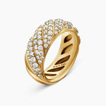 SCULPTED CABLE BAND RING 18K Yellow Gold with Diamonds, 7.5mm