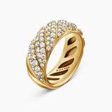 SCULPTED CABLE BAND RING 18K Yellow Gold with Diamonds, 7.5mm
