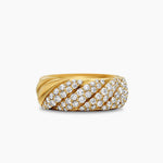 SCULPTED CABLE BAND RING 18K Yellow Gold with Diamonds, 7.5mm
