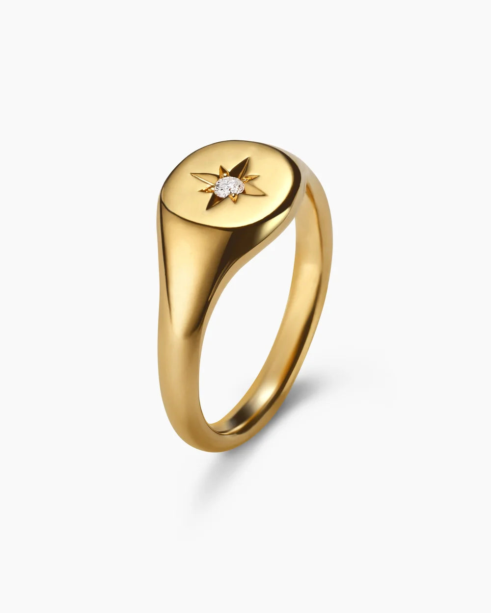 CABLE COLLECTIBLES® STARSET PINKY RING 18K Yellow Gold with Center Diamond, 7mm