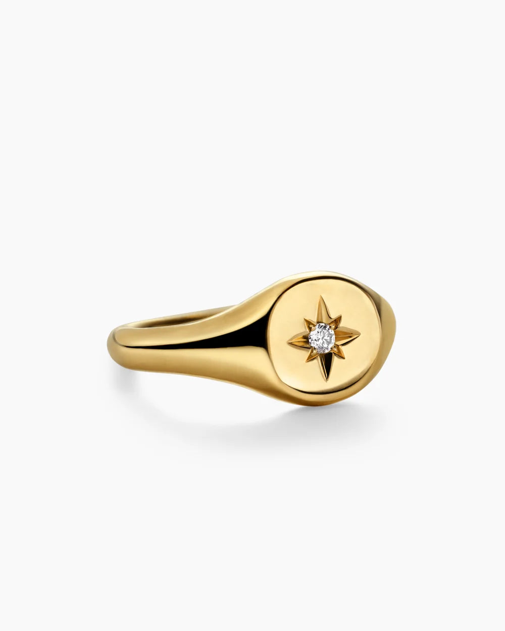 CABLE COLLECTIBLES® STARSET PINKY RING 18K Yellow Gold with Center Diamond, 7mm