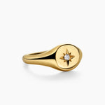 CABLE COLLECTIBLES® STARSET PINKY RING 18K Yellow Gold with Center Diamond, 7mm