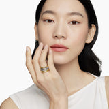 DY MERCER® FOUR ROW RING Sterling Silver with 18K Yellow Gold and Diamonds, 13.8mm