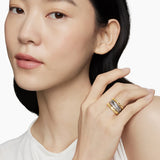 DY Mercer Multi Row Ring in Sterling Silver with 18K Yellow Gold and Diamonds, 14mm
