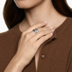 DY MERCER® FOUR ROW RING Sterling Silver with Diamonds, 13.8mm