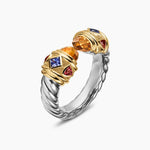 RENAISSANCE® COLOR RING Sterling Silver with 14K Yellow Gold, Madeira Citrine, Tanzanite and Rhodolite Garnet, 10mm