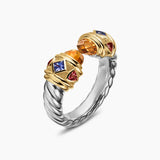 RENAISSANCE® COLOR RING Sterling Silver with 14K Yellow Gold, Madeira Citrine, Tanzanite and Rhodolite Garnet, 10mm
