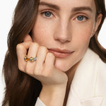 RENAISSANCE® COLOR RING Sterling Silver with 14K Yellow Gold, Madeira Citrine, Tanzanite and Rhodolite Garnet, 10mm